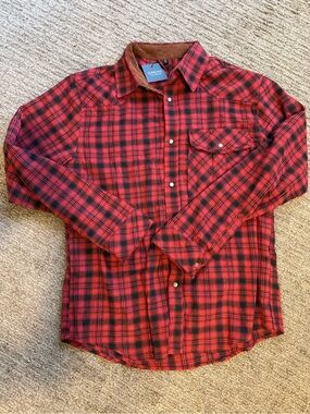 SERREMO - Red Plaid Long‑Sleeve Casual Button‑Down Shirt